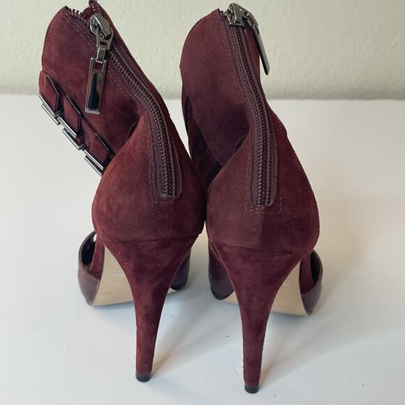 Carvela Kurt Geiger Burgundy Suede Leather High Heel Sandals 6 Strappy Luxury - Picture 2 of 11